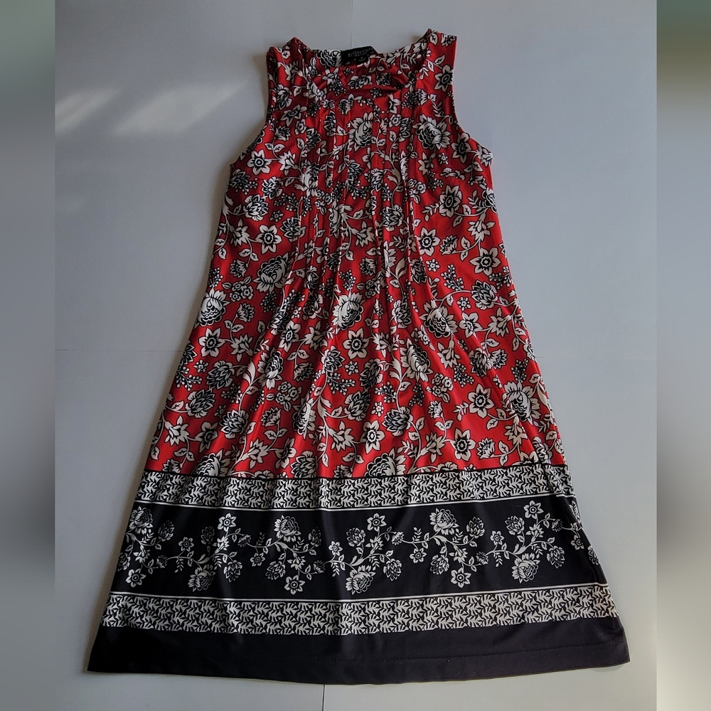 Perceptions New York white, black, and red floral sleeveless dress. Woman's M.